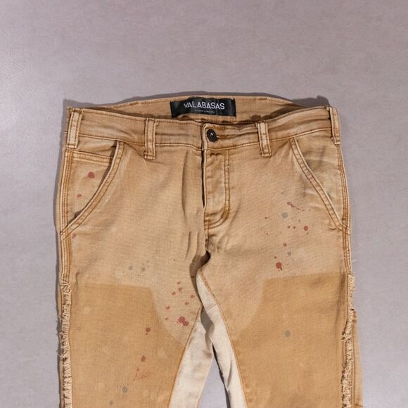 Valabasas Carpenter Stacked Flared Splatter Distressed Brown Jeans Men's 31x35 - Picture 2 of 8